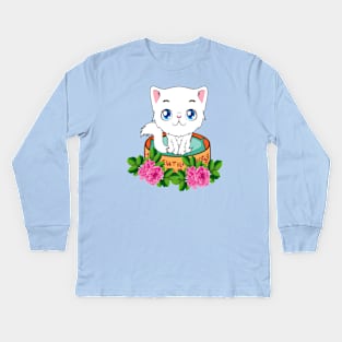 Cute Cat Animal Chubby Kids Long Sleeve T-Shirt